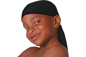 Titan Kids Satin Du-Rag – Soft & Comfortable Durag for Boys & Girls – Lightweight, Stretchable, One Size Fits Most – Black