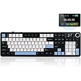 EPOMAKER X Aula F108 PRO Wireless Gaming Keyboard with Screen, 8000mAh Battery, 104 Hot-Swappable and Programmable Keys and Knob, RGB Backlight, for Mac/PC/Android (Blue&White&Black)
