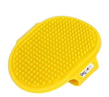 DOG LOVERS Rubber Oval Pet Cleaning Massaging Grooming Glove Brush (Multicolour)