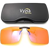 Vyzia Clip On Blue Light Blocking Glasses For Sleep | Fits Over Prescription Glasses, Orange Lenses Help Reduce Computer Eye Strain and Induce Sleep