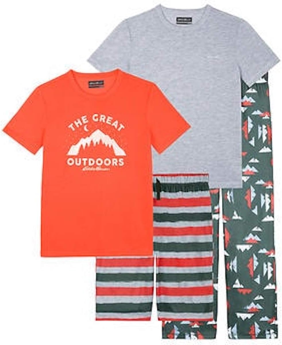 Eddie Bauer Youth Boy's 4 Piece Mix and Match Sleep Set (Paprika Orange, Medium10/12) Amazon