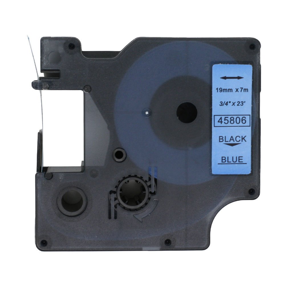 Fassport 1 Pack Black on Blue Label Tape Compatible for DYMO D1 45806 19mm 3/4"