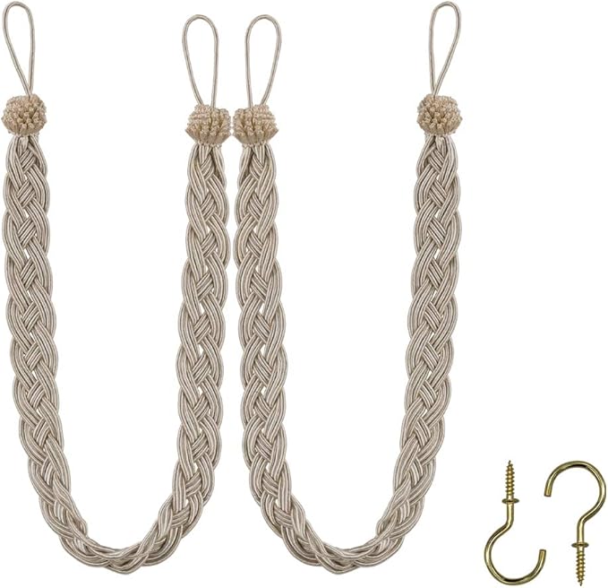 Home Queen - Alzapaños de Cortina Trenzados a Mano, con Hebilla, 2