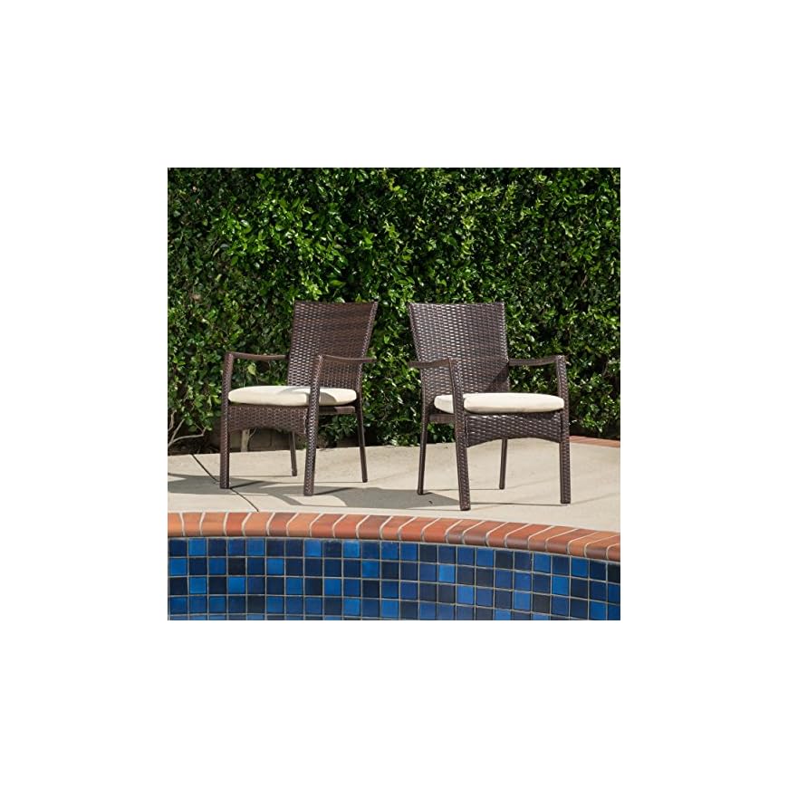 Christopher Knight Home Corsica Outdoor Wicker Dining Chairs, 2Pcs Set