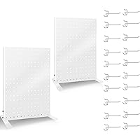 Uppcasir 2PCS Pegboard Display Stand with 20 Hooks for Craft Shows, Metal Jewelry and Key Ring Retail Display Racks for Selli