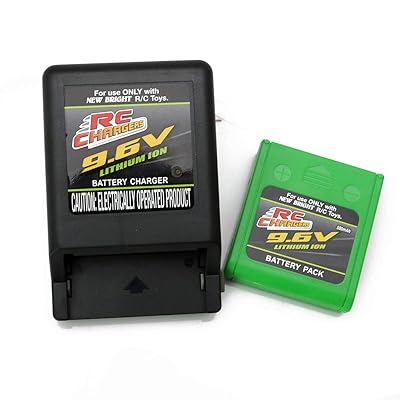 RC CHARGERS Official 9.6 Volt 500 mAH Lithium Ion Rechargeable Battery Pack &amp; Charger