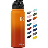 Fanhaw 20 oz Insulated Stainless Steel Water Bottle with Anti-Dust Chug Lid, Leakproof Vacuum Metal Bottle for Kids, Women & Men (Yellow Orange)