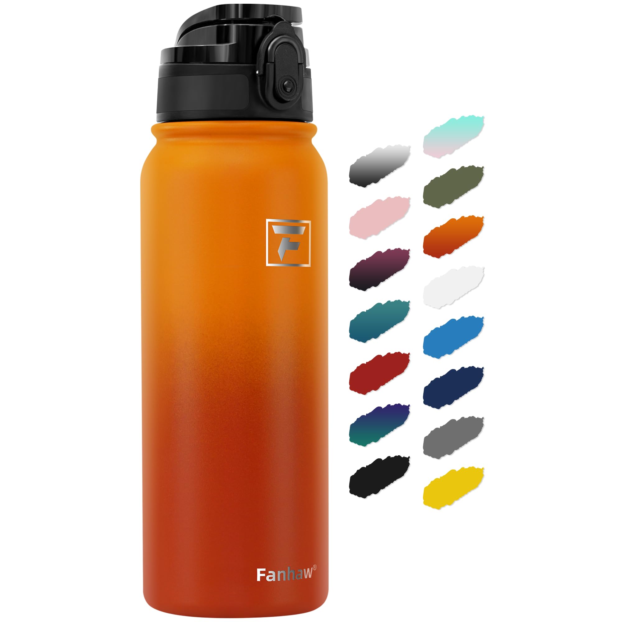 Fanhaw 600 ml Insulated Stainless Steel Water Bottle with 1 Lid (Chug Lid) - For Kids, Women, Men | Leak & Sweat Proof with Anti-Dust Lid (Yellow Orange)