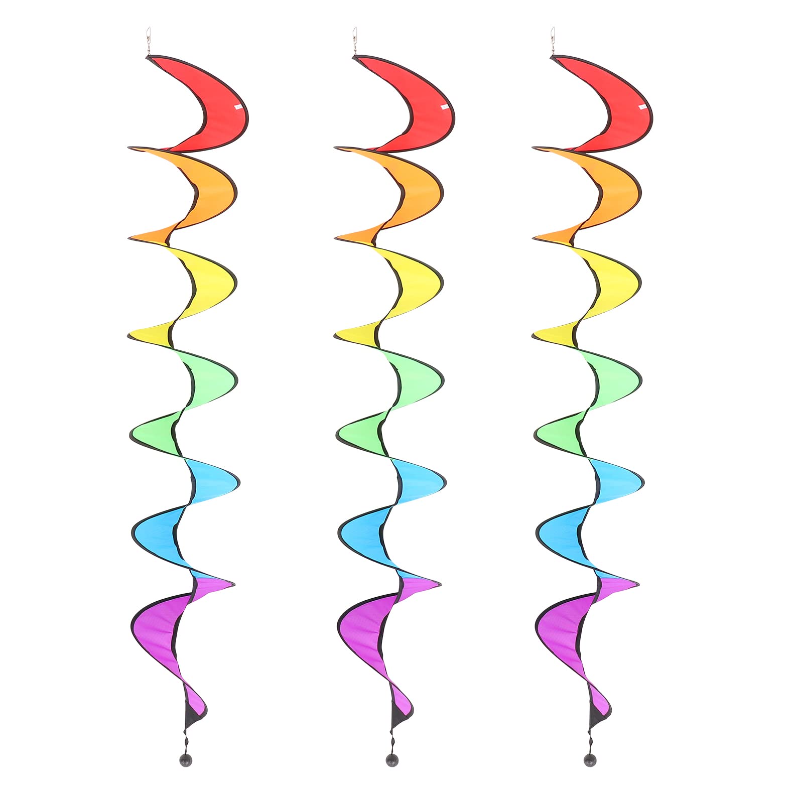 WINOMO 3 Pcs Hanging Spiral Rainbow Wind Spinner Rotating Windmill Colorful Wind Turn Tent Garden Outdoor Lawn Decoration