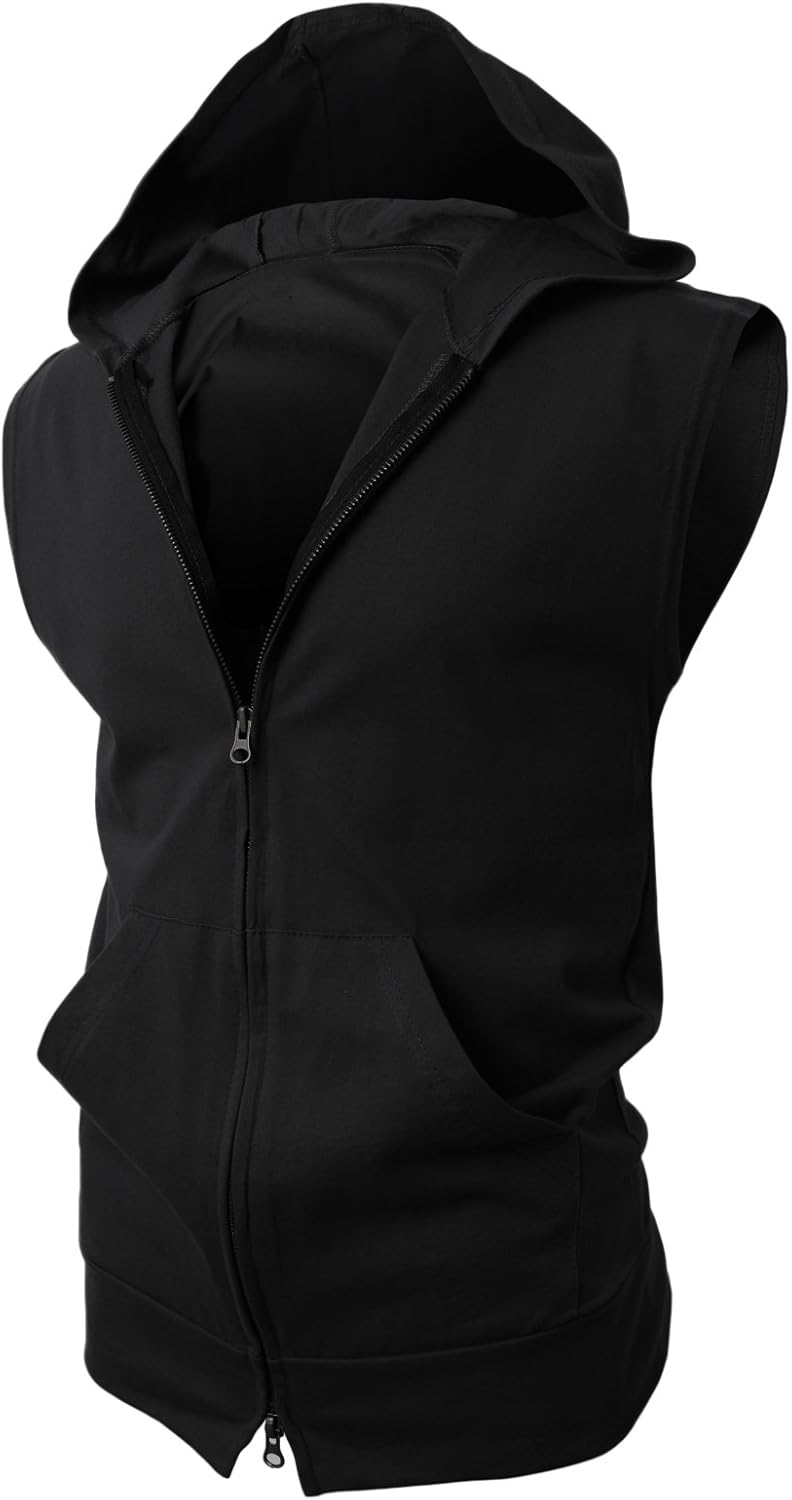H2h Mens Casual Slim Fit Zip Up Hoodie Vest Lightweight Sleevele