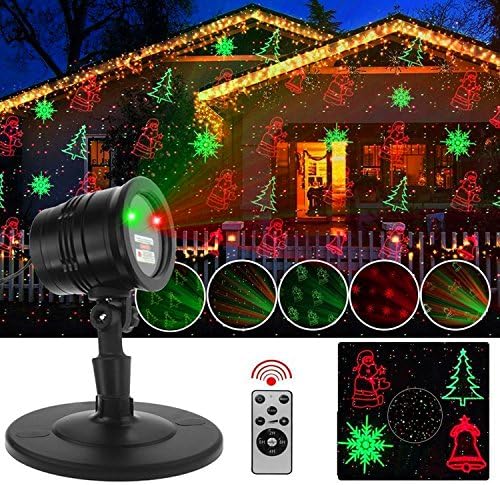 Projector Lights, Laser Lights with 5 Lighting Patterns, Decorative Lighting Projector IP65 Waterproof Landscape Projection Spotlight with Remote Control for Garden, Wedding, Party