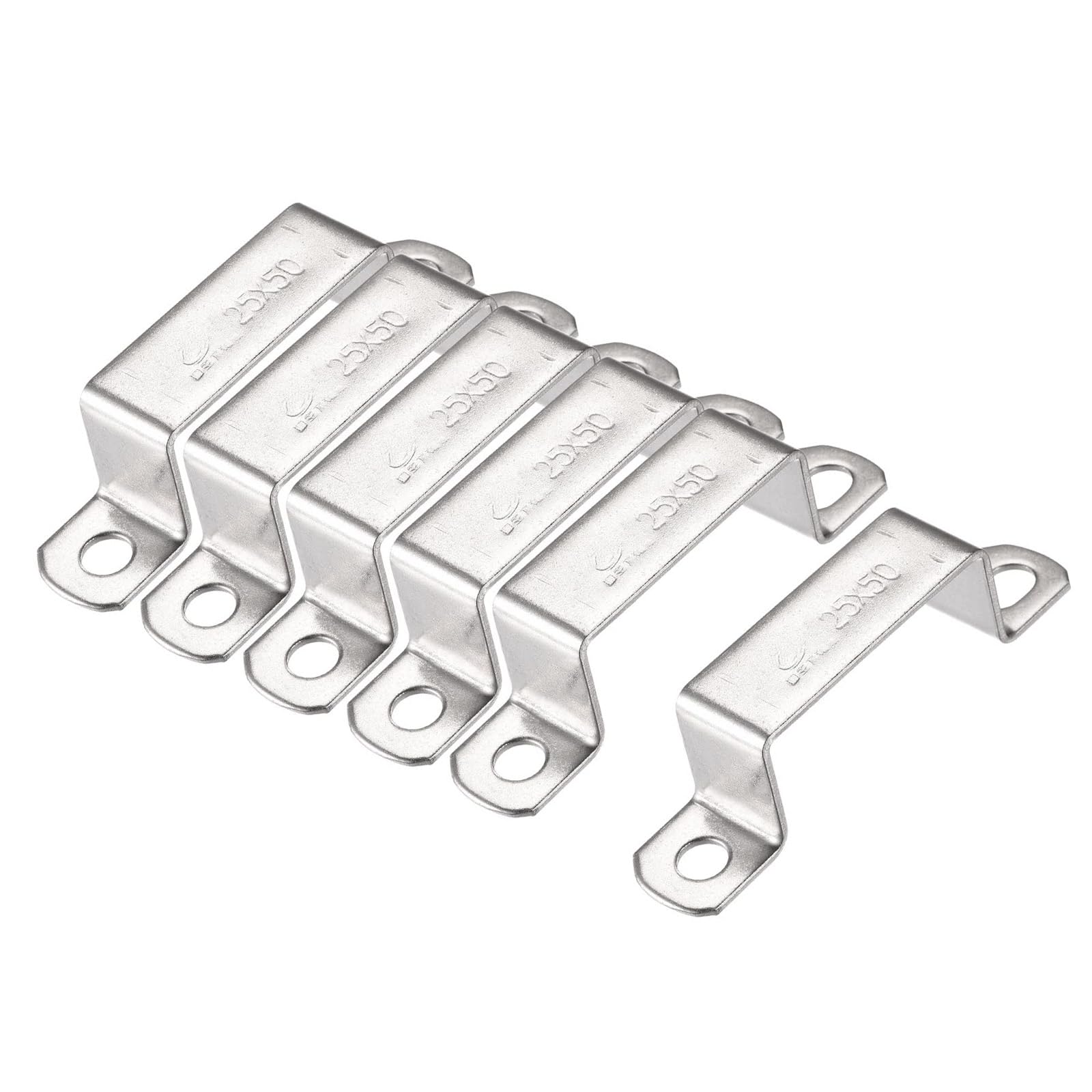MACHSWON 23 x 51.5mm U Shaped Strut Connector Bracket 304 Stainless Steel Square Pipe Clamp for Door Closed Bar Holder 6pcs