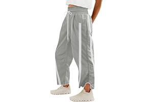 Bacrelax Women's Baggy Wide Leg Pants Casual Drawstring Elastic Waisted Contrast Color Workout Y2K Track Pants