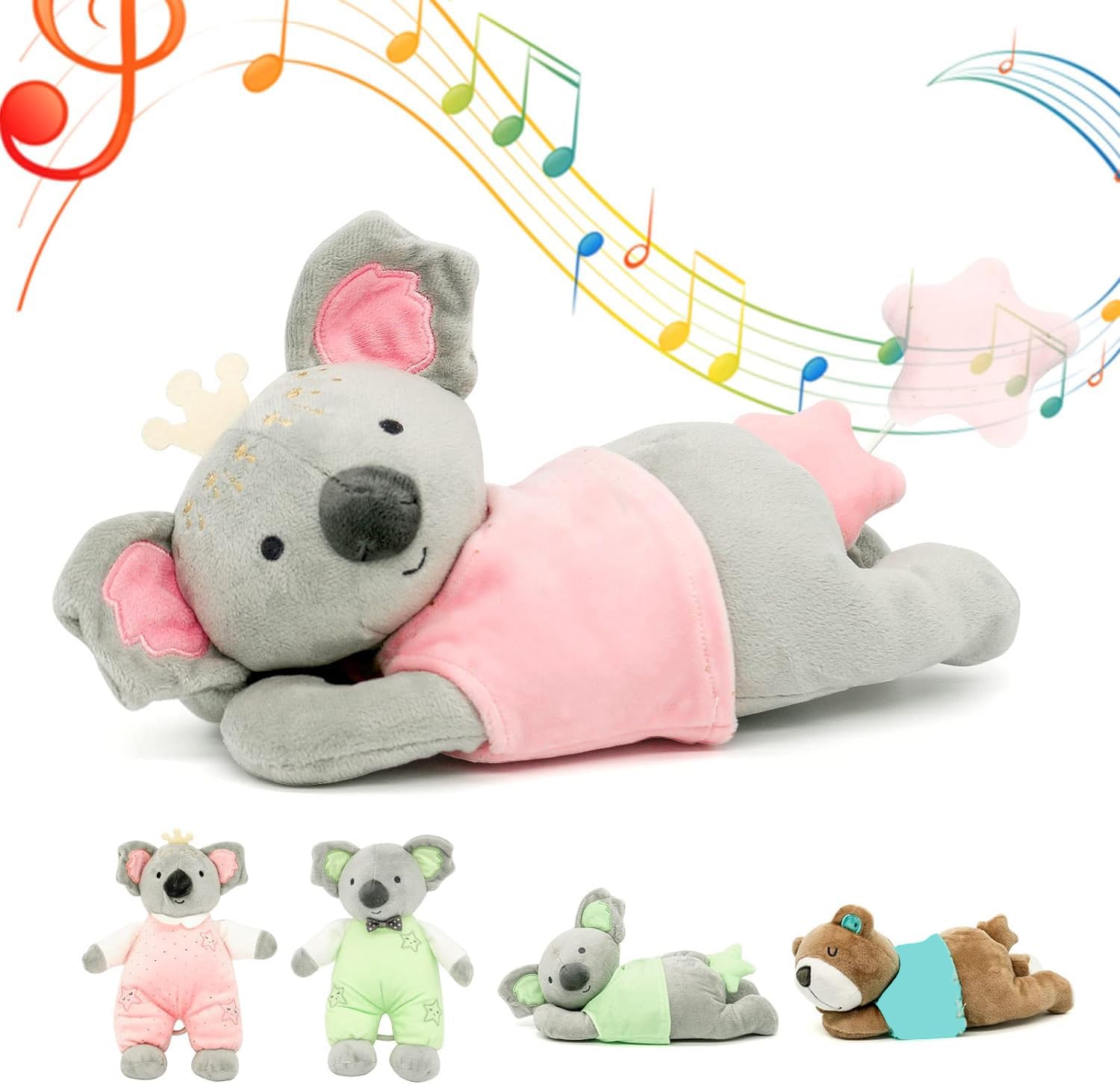 EAQ Baby Soft Toy Newborn Koala Plush, Musical Toys for Newborn Baby Girl Gifts, Pink