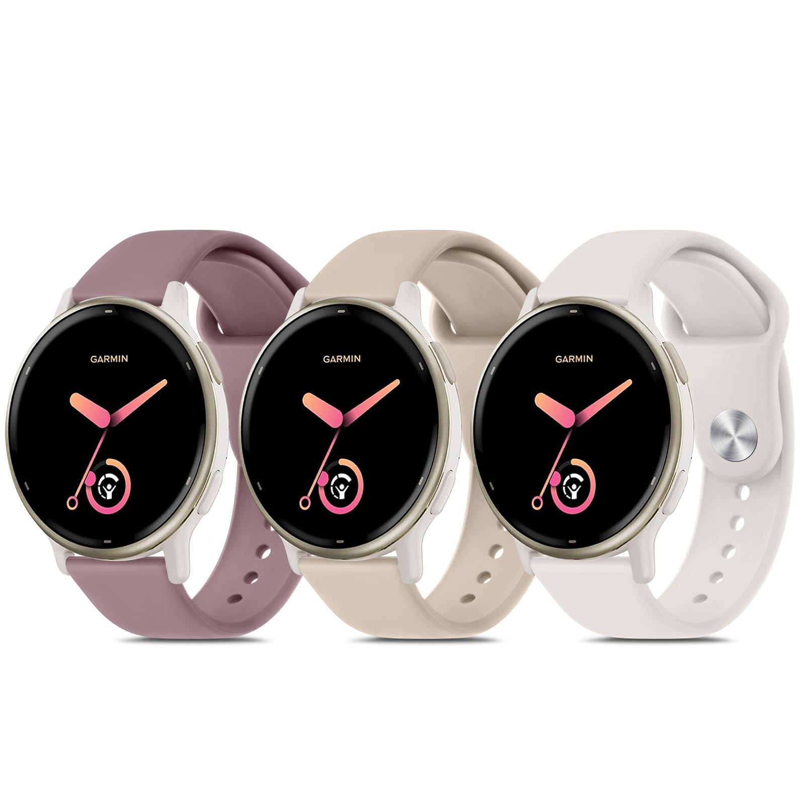 3-Pack Straps for Garmin Vivoactive 5 / Venu 2 Plus/Venu Sq/Venu Sq 2 / Venu Sq 2 Music/Vivomove Sport/Vivomove Trend, Waterproof Sports Replacement Band (3-Pack 02)
