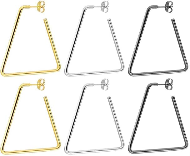 Amazon Precious 珍しい台形モチーフピアス アレルギー対応 両耳 ゴールド ネックレス 通販