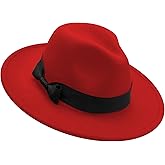 Kids Classic Wide Brim Fedora Hat Children Boys and Girls Felt Hat with Bowknot/Belt Buckle
