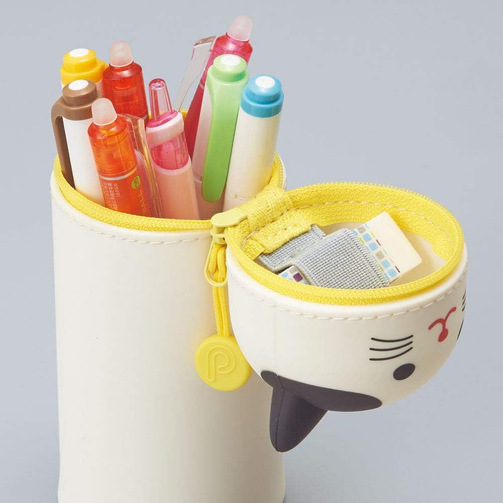 LIHITLAB Kawaii Japanese Gray Cat Stand Up Pencil Case for School Office College Cute School Supplies - Image 5