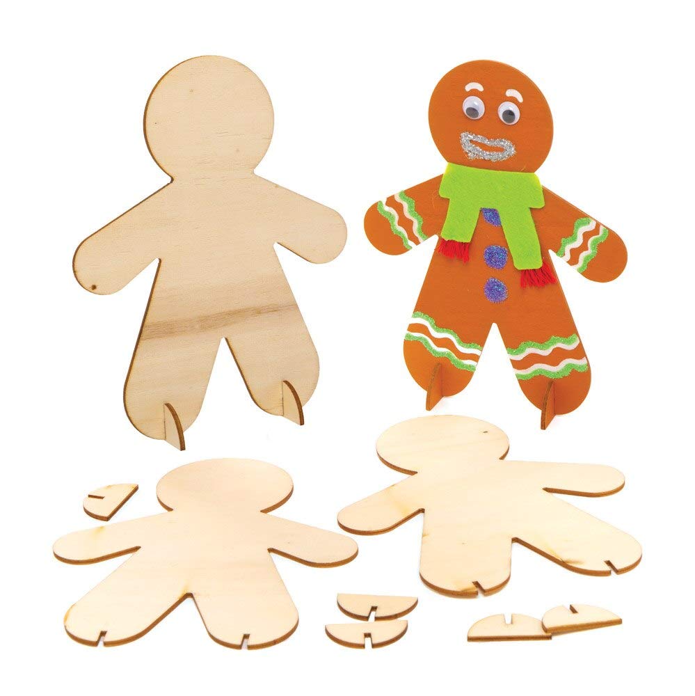 Baker Ross Decorative Wooden People - Pack of 6, Stand Up Decoration, Great for Christmas Arts and Crafts Projects, Ideal Home, School and Craft Group Activity