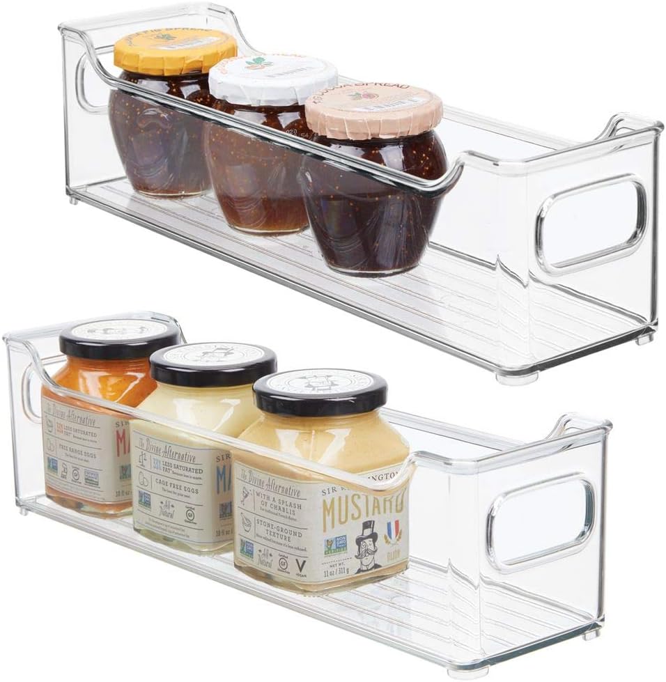 HAC24 2er Set Kühlschrank Körbe Transparent - Aufbewahrungsbox Organizer Für Gemüse & Obst 33x7,5cm