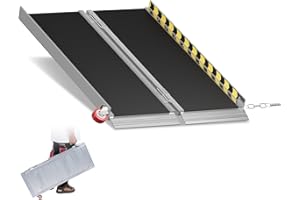 RexTact Portable Wheelchair Ramp with Wheels 4FT,800LBS Weight Capacity Threshold Ramps with Anti-Slip Surface for Wheelchair, Foldable Handicap Ramps for Home,Steps,Stairs,Doorways,