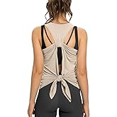 Sanutch Women’s Open Back Yoga Tank Top Tie Back Sleeveless Workout Shirt Backless Athletic Activewear