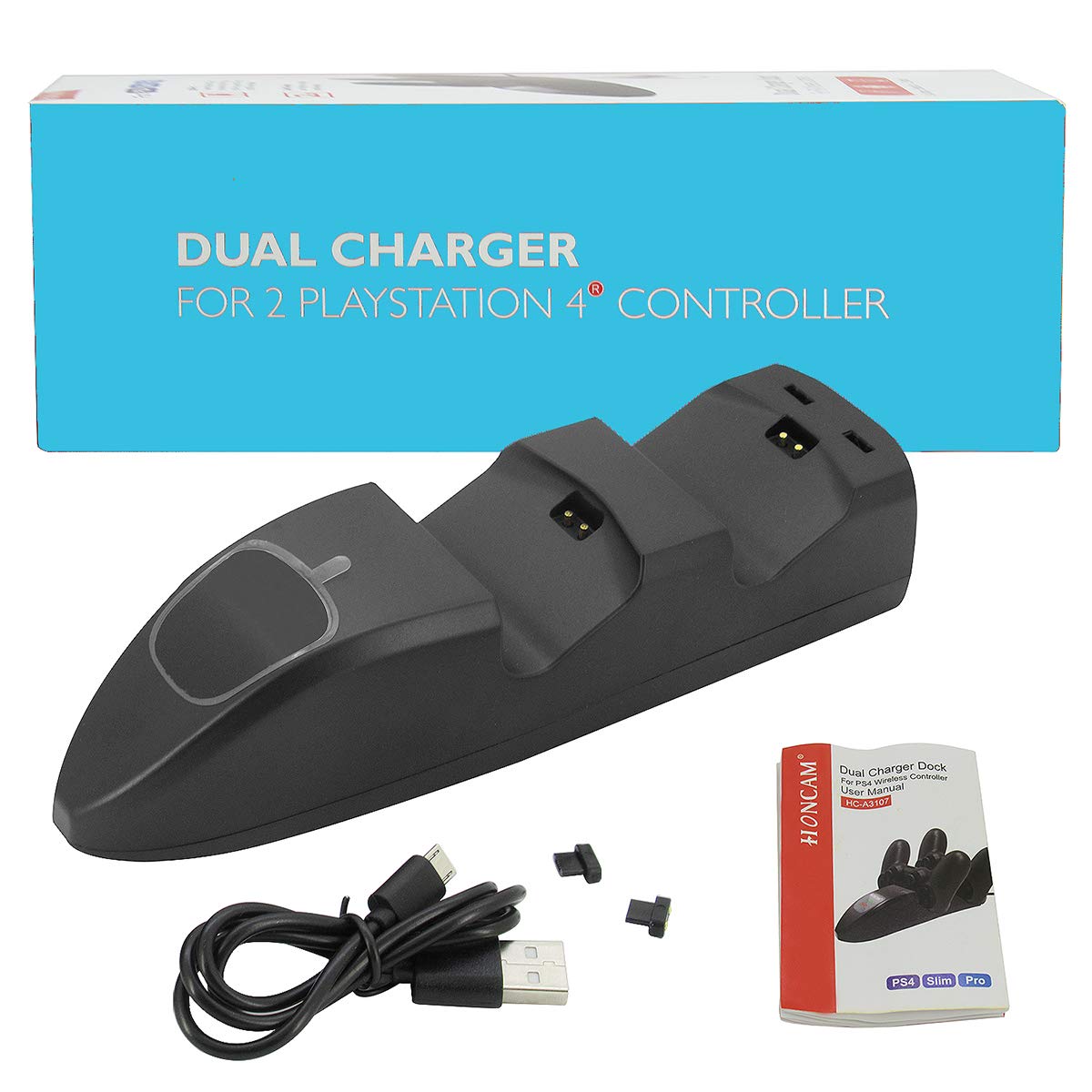 PS4 Controller Charger, Dual USB 1000mA Quick-Charging Station / 2 Charging Dock Stand Station with LED Indicator for Sony Playstation 4 / PS4 / PS4 Pro / PS4 Slim