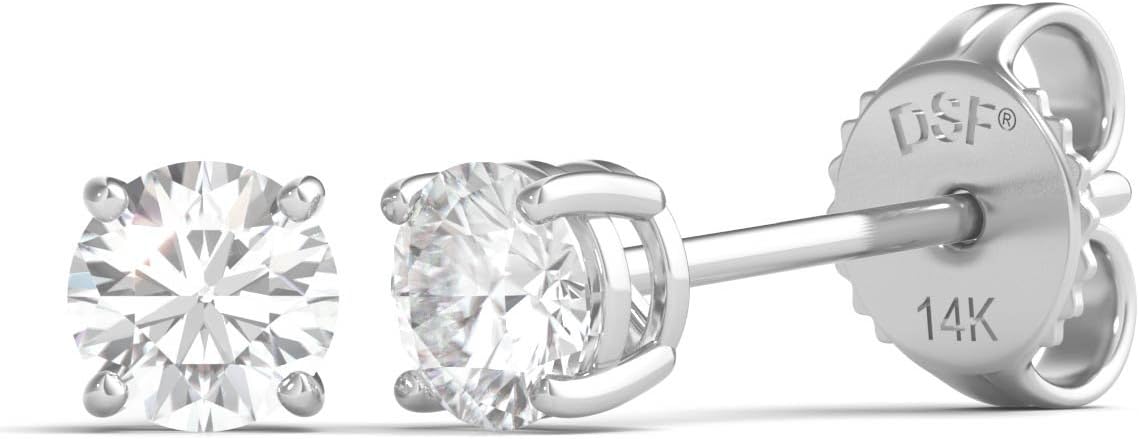 14ct White Gold 1/3ct Total Weight Diamond Solitaire Earrings GH/SI2 - I1