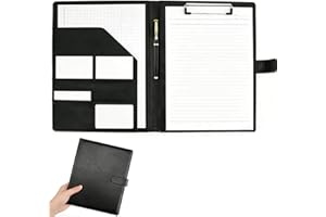 Padfolio Portfolio Binder with Clipboard, Professional Faux Leather Interview Resume Folder with Document Organizer & Busines