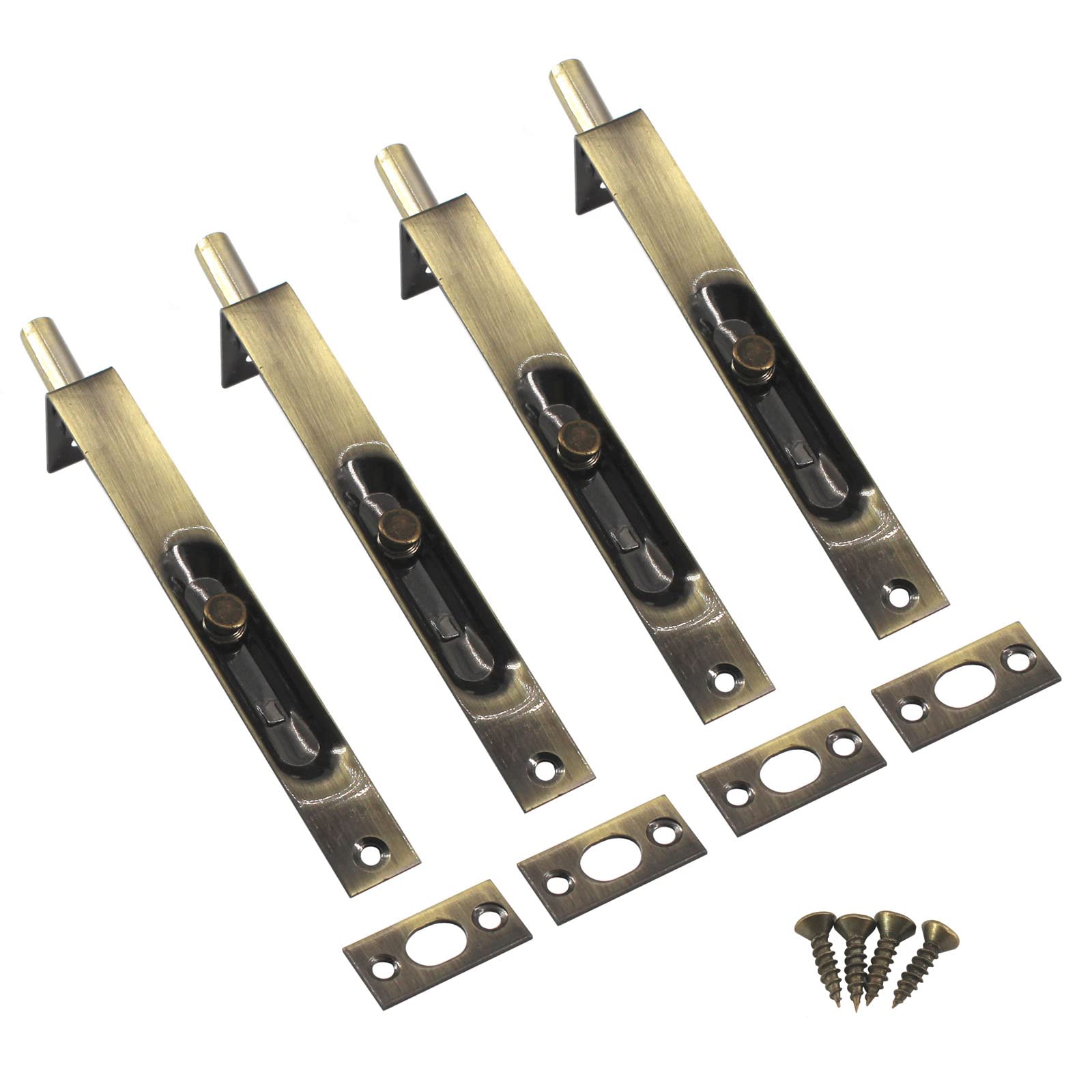 4 Inch Stainless Steel Concealed Door Lock Flush Slide Latch Bolt with Screws Bronze (4 Pieces)