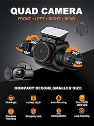 PRUVEEO 360 Degree View 4 Channel Dash Cam Front