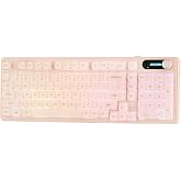 MechLands M98 Silent Office Keyboard with Number Pad, 3 Modes Wireless | Creamy Membrane Keyboard with 5000mAh Battery for Office/Home/PC Game, Display Screen &amp; Control Knob, RGB Backlits