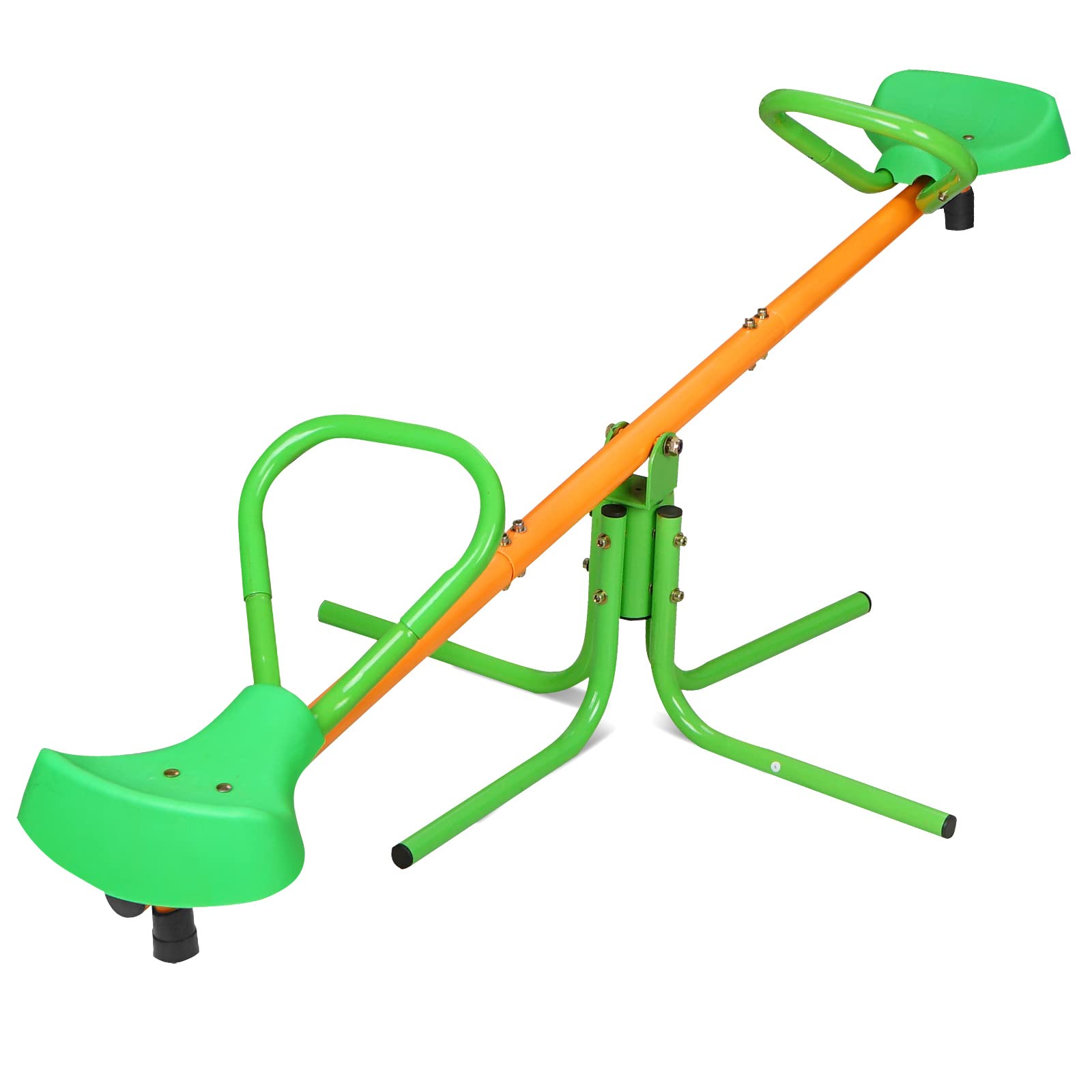 FUNJEPE 360 Degree Rotation Outdoor Kids Spinning Seesaw Sit and Spin Teeter Totter Outdoor Playground Equipment Swivel Teeter Totter for Backyard