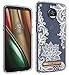 Moto Z3 Play Case with HD Screen Protector Huness TPU Grip Bumper and Clear Flower Transparent Hard PC Backplate Hybrid Slim Phone Case Cover for Motorola Moto Z3 Play Phone (Flower)