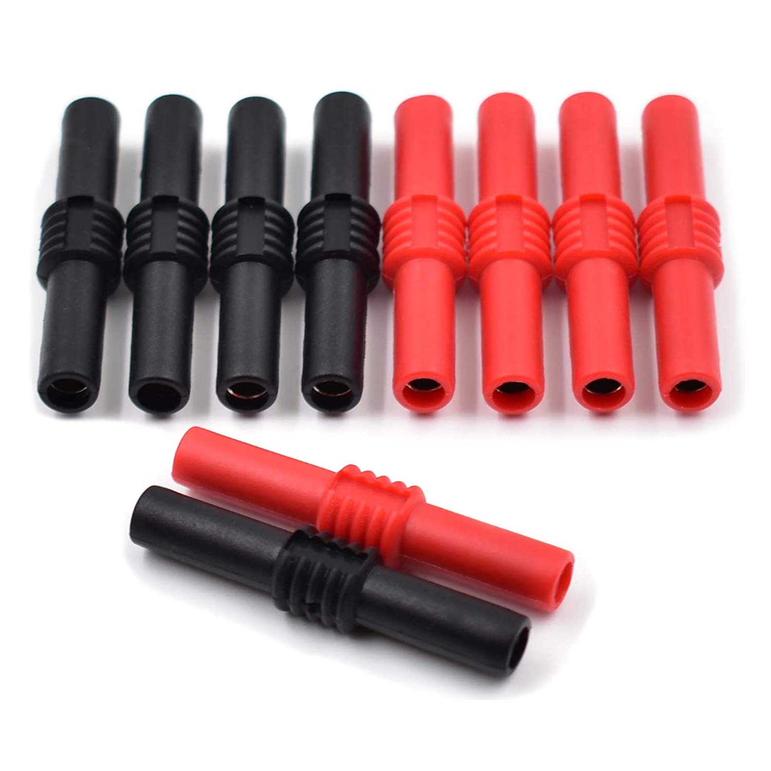 10pcs 4mm Banana Socket Female to Female Jack Extension Insulated Banana Plug Coupler Test Probe for Electrical Testing