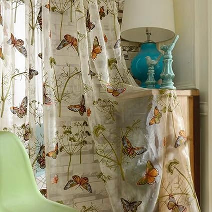 Amazon Com Winyy Exquisite Embroidery Butterfly Curtain Drape For