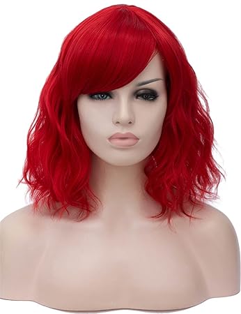Buy Red Topwigy Red Cosplay Wig Medium Length Side Part Bang