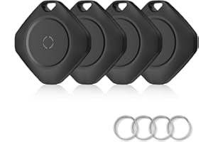 IMSVEPR Air Tracker Tags 4 Pack Tag Set, Compatible with Apple Find My App (iOS Only), Key Finder and Item Tracker Smart Tag for Keys, Bags, Luggage, Pets, Wallet，Loud Beep,Replaceable Batteries(Dark Black)