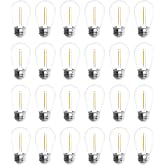Jslinter S14 5000K Daylight String Light Replacement Bulbs, E26 26mm, 24PK | For 120V plug-in string lights only, not solar or low voltage; 5000K cool white, not warm white; 1W LED, about 60 lumens