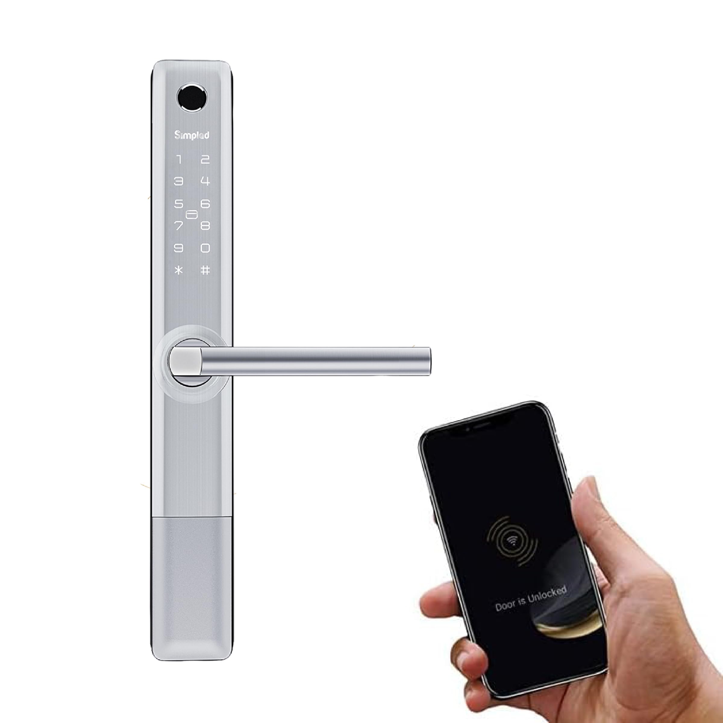 Simpled SF-SPS Weatherproof Slim Series Smart Lock - Designed for The UK Weather, Bright — image 1