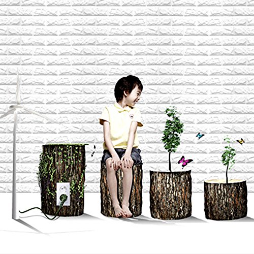 Baiyu 3D White Imitation Brick Wallpaper Wall Stickers Stereoscopic Waterproof Removable Decoration TV background Bedroom Living Room Restaurant Wall Decor--Size 7077cm - Thumbnail 5