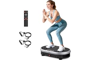 HTM Vibration Plate Exercise Machine with 120 Speed Levels, 9 Program Modes and Remote Control - 15 Min Timer, 300 lbs Capacity for Full Body Workout, Lymphatic Drainage, Weight Loss and Toning