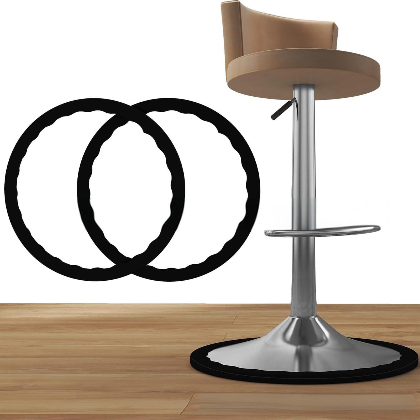IUSOT 2pcs Bar Stool Leg Protectors Ring for 14.5" to 16.5" Round Base, Anti-Slip Bar Stool Silicone Cover, Perfect for Wooden Floors - No More Scratches or Noise