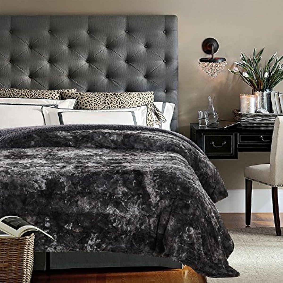 Bed Throw Blanket Super Soft Faux Fur Warm Fluffy Dark Gray Blankets King Size eBay