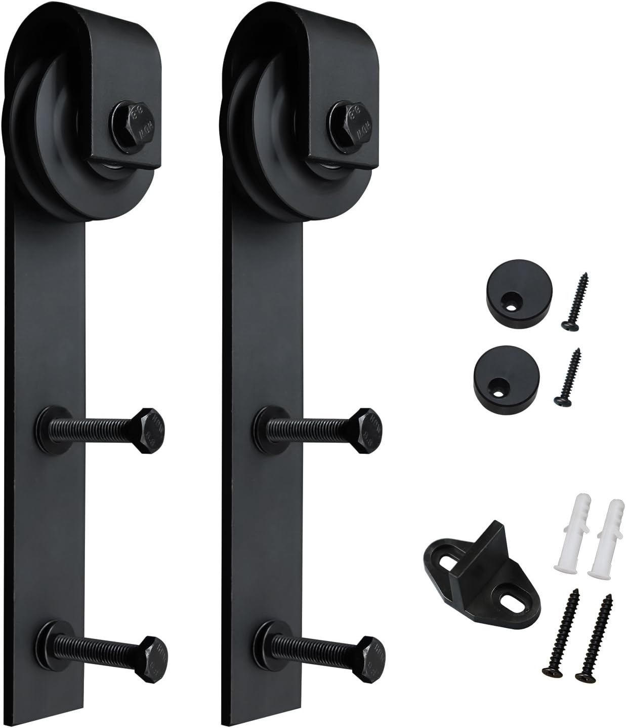 SMARTSTANDARD Sliding Barn Door Hardware Hangers 2pcs (Black) (J Shape