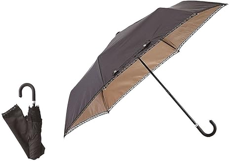 Amazon 持ち手がかわいい 晴雨兼用 折りたたみ 傘 日傘 レディース Uvカット率99 黒 ゴールドコーティング Nakatani 傘 レインウェア 通販