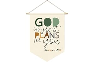 CEBTHN Boho Christian Nursery Jeremiah 29:11 Wall Hanging Pennant Banner Flags, God Has Great Plans for You Bible Verses Canvas Wall Banner for Nursery Kids Room Classroom Playroom Decor