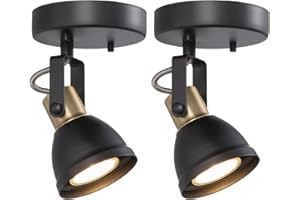 CRAFTRONOS 1 Light Track Light Kit Modern Ceiling Spotlights,2 Packs Matte Black with Brass Accent Adjustable Wall Lights Mount for Kitchen,Hallway,Living Room Home Improvement