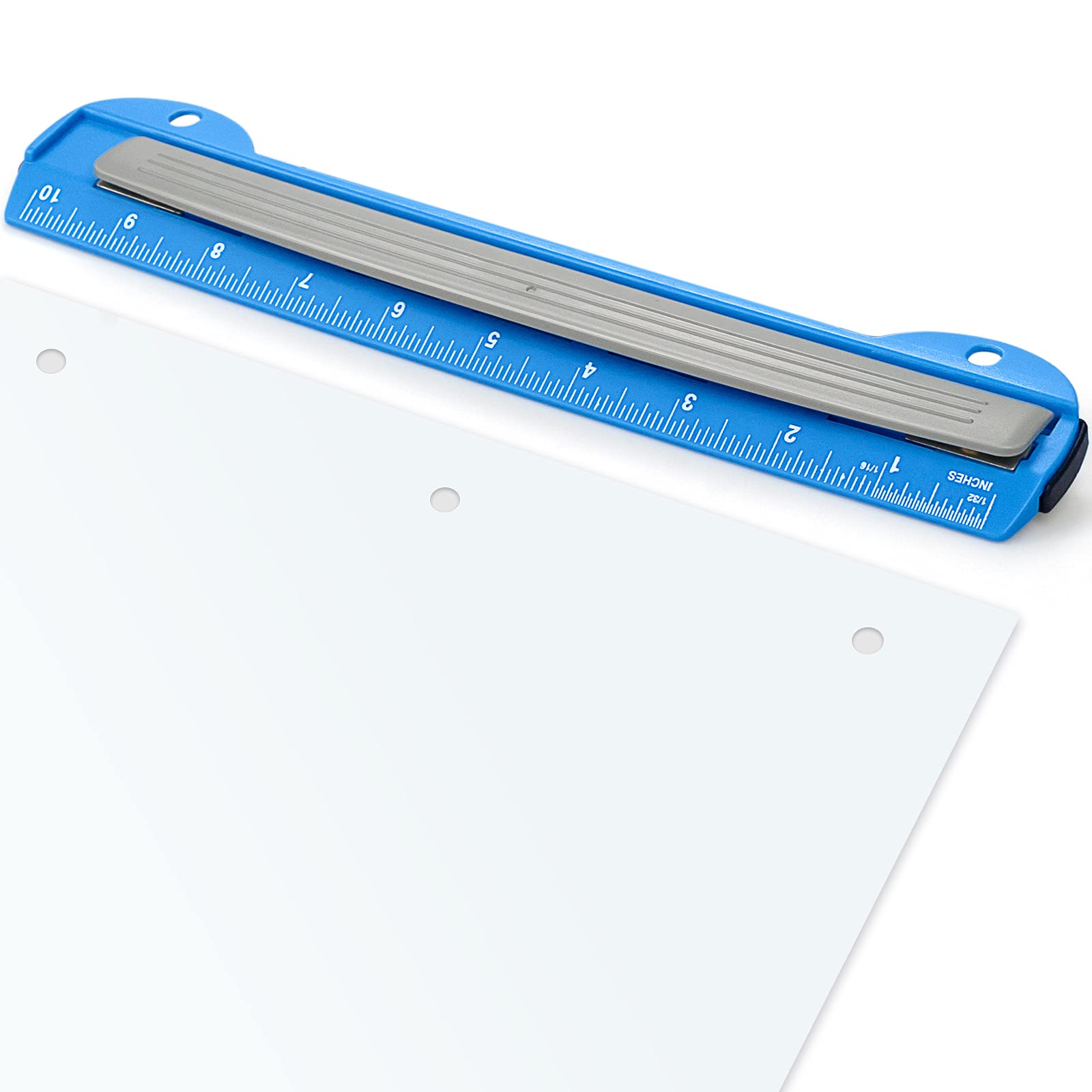 Photo 1 of Eagle 3 Hole Punch, Portable Ring Binder 3 Hole Punch, Paper Puncher with Integrated Ruler, 5 Sheets Capacity, for Ring Binders, Office and School Supplies (Blue)