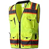 SKSAFETY 12 Pockets Professional level Safety Vest, Class 2 High Visibility Vest, ANSI/ISEA